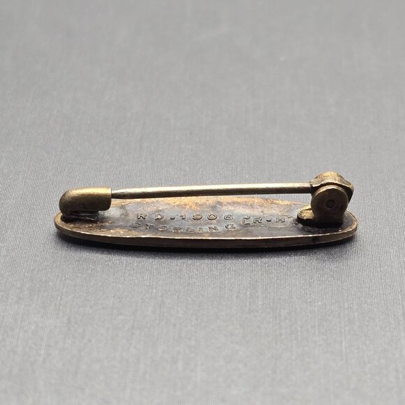 Antique Sterling Guilloche Registered Design Sash Pin/Brooch Signed RH 1906 Mini - Picture 4 of 8